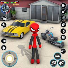 Скачать StickMan Rope Hero Spider Game (Взлом на деньги) версия 2.3.4 apk на Андроид