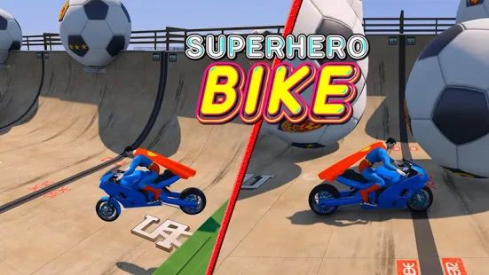 Скачать Superhero Tricky bike race (kids games) (Взлом на деньги) версия 1.3 apk на Андроид