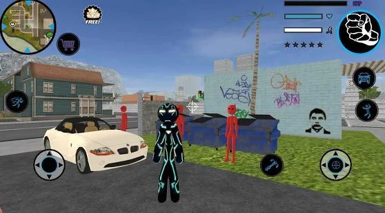 Скачать Neon Iron Stickman Rope Hero City Gangstar Mafia (Взлом на монеты) версия 1.6 apk на Андроид