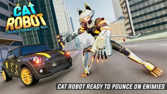 Скачать Cat Robot Car Game - Car Robot War (Взлом на монеты) версия 1.1 apk на Андроид