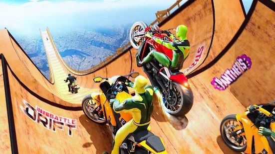 Скачать Superhero Bike Stunt GT Racing - Mega Ramp Игры (Взлом на монеты) версия 1.9 apk на Андроид