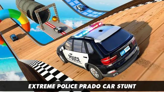 Скачать Полиция Prado автомобиль трюк - мег рампа трюки 3D (Взлом открыто все) версия 2.1 apk на Андроид