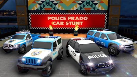 Скачать Полиция Prado автомобиль трюк - мег рампа трюки 3D (Взлом открыто все) версия 2.1 apk на Андроид