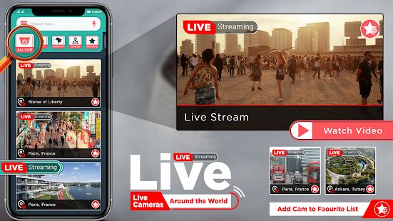 Скачать Live Cam - Живая земля Посмотреть в HD (Неограниченные функции) версия 2.6 apk на Андроид