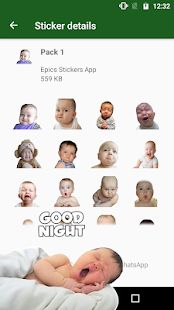 Скачать WAstickerApps ребенок Смешные лица с фразами (Неограниченные функции) версия 1.4 apk на Андроид