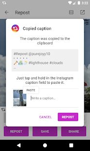 Скачать Repost Photo & Video for Instagram (Встроенный кеш) версия 1.1.4 apk на Андроид