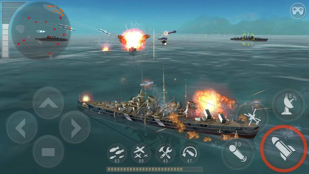 Скачать Морская битва: Мировая война (Взлом на деньги) версия 2.3.4 apk на Андроид