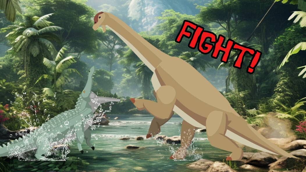 Скачать T-Rex Fights Dinosaurs (Взлом на монеты) версия 2.3.2 apk на Андроид