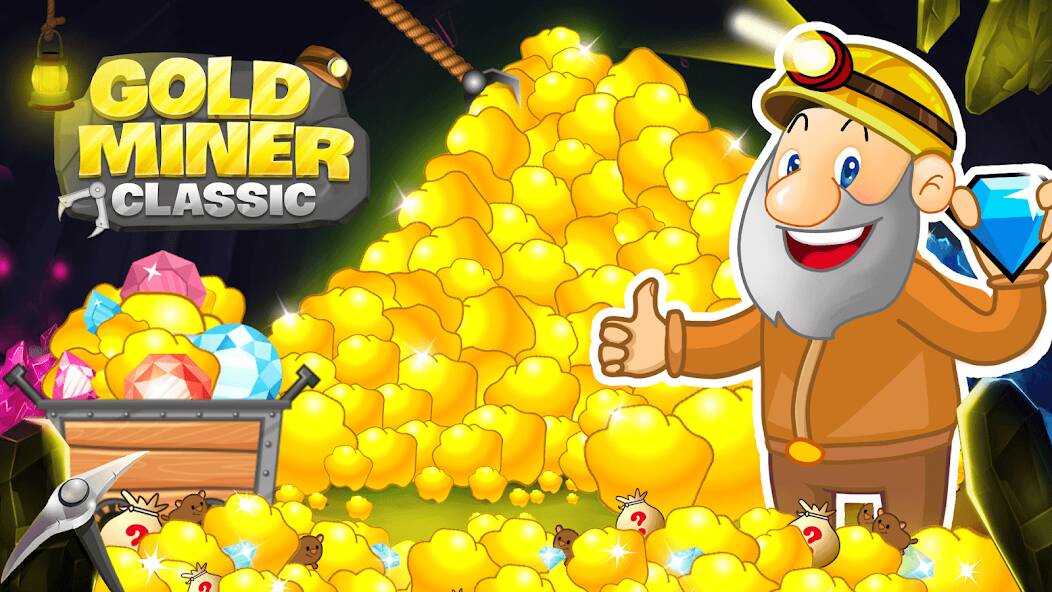 Скачать Gold Miner Classic: Gold Rush (Взлом на монеты) версия 1.6.3 apk на Андроид