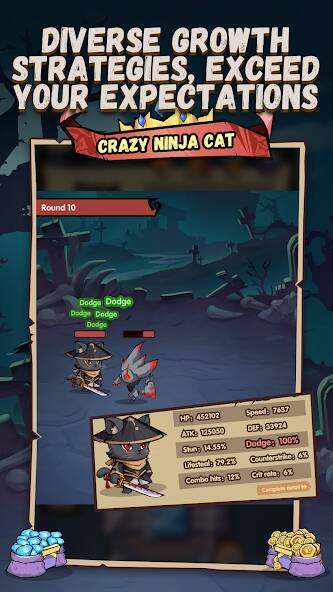 Скачать Ninja Cat - Idle Arena (Взлом на монеты) версия 2.8.6 apk на Андроид