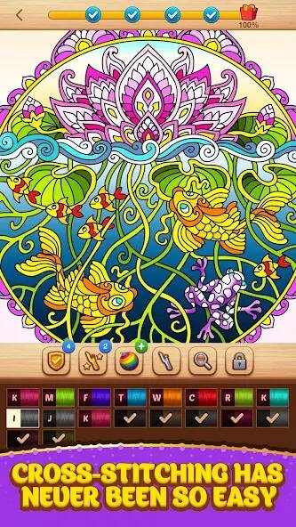 Скачать Cross Stitch Coloring Mandala (Взлом открыто все) версия 1.7.1 apk на Андроид