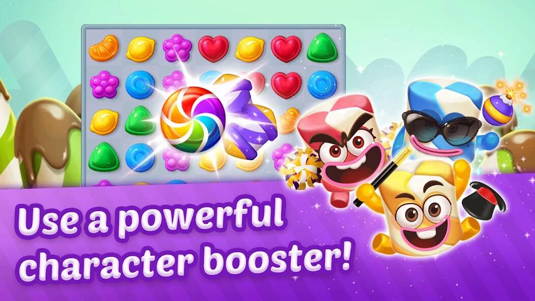 Скачать Lollipop Sweet Heroes Match3 (Взлом на деньги) версия 1.5.5 apk на Андроид