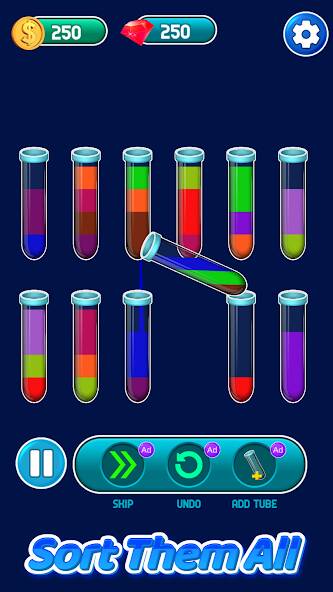 Скачать Water Sort Color Sorting game (Взлом на монеты) версия 2.6.6 apk на Андроид