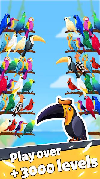 Скачать Сортировка по цвету птицы (Взлом на деньги) версия 2.1.1 apk на Андроид