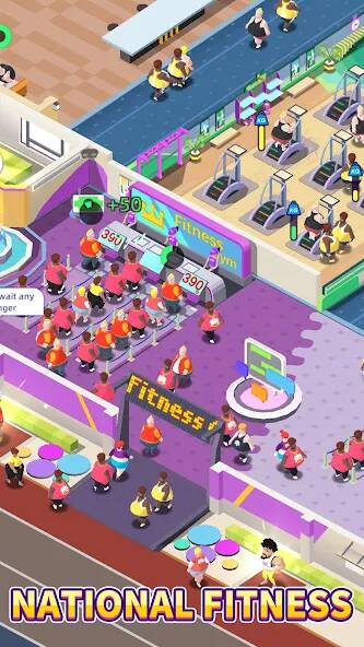 Скачать Fitness Club Tycoon (Взлом на деньги) версия 1.1.9 apk на Андроид