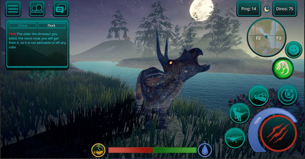 Скачать Динозавры Онлайн: Симулятор 3D (Взлом на деньги) версия 0.7.1 apk на Андроид