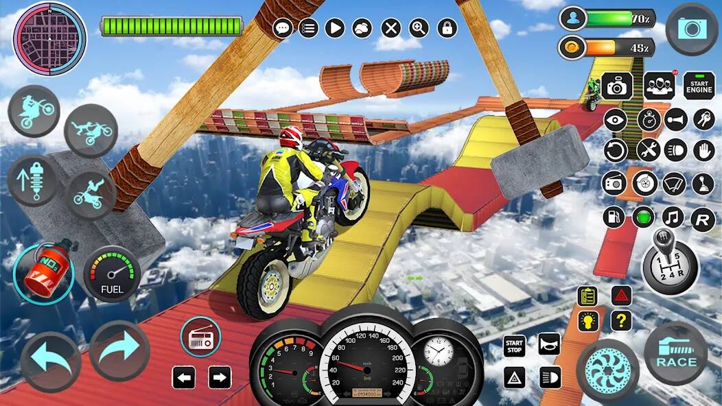 Скачать мега пандус мотоцикл трюки (Взлом на монеты) версия 1.2.4 apk на Андроид
