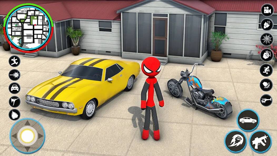 Скачать StickMan Rope Hero Spider Game (Взлом на деньги) версия 2.3.4 apk на Андроид