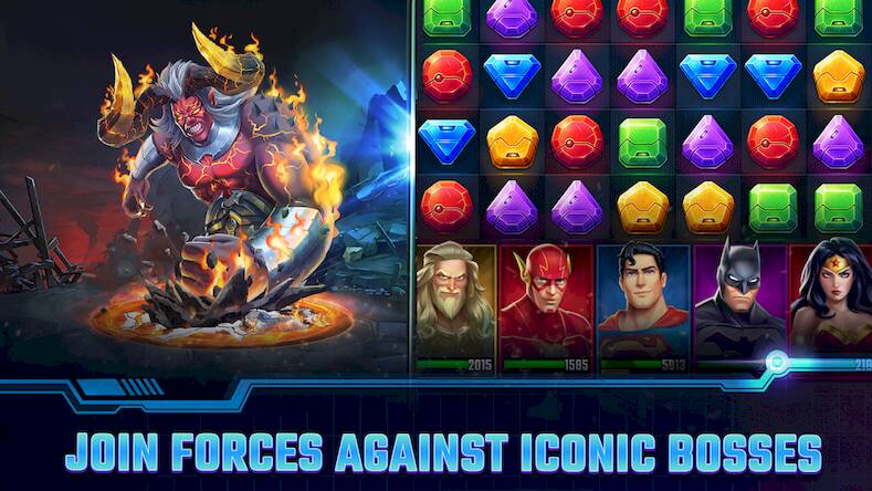 Скачать DC Heroes & Villains: Match 3 (Взлом открыто все) версия 2.7.6 apk на Андроид