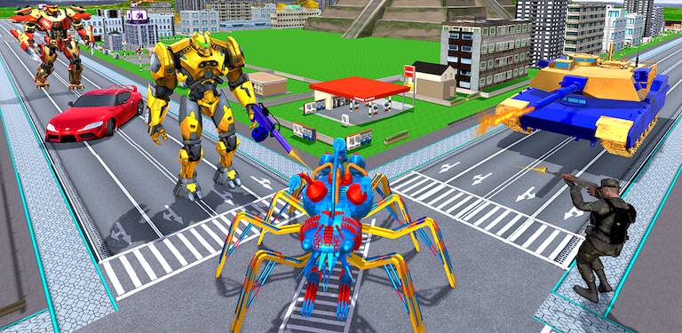 Скачать Spider Robots Transformer 3D (Взлом на монеты) версия 1.3.5 apk на Андроид