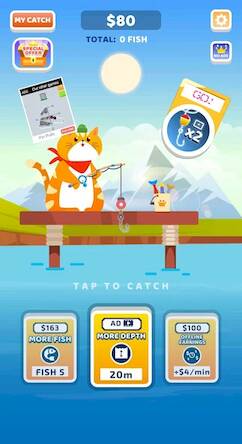 Скачать Idle Furry Fishing! (Взлом на монеты) версия 0.5.5 apk на Андроид