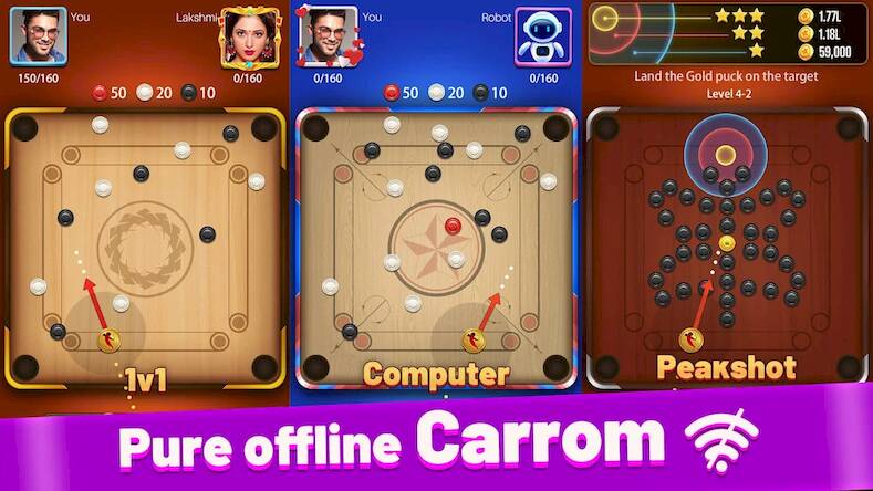 Скачать Carrom Lite-Board Offline Game (Взлом на монеты) версия 0.6.5 apk на Андроид