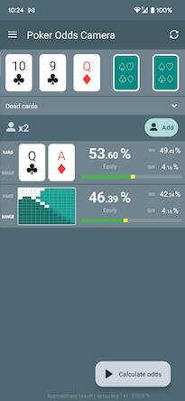 Скачать Poker Odds Camera Calculator (Взлом на монеты) версия 2.4.8 apk на Андроид