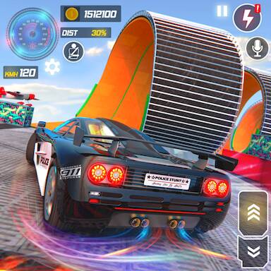 Скачать Police Car Stunts Racing Games (Взлом на монеты) версия 1.2.6 apk на Андроид