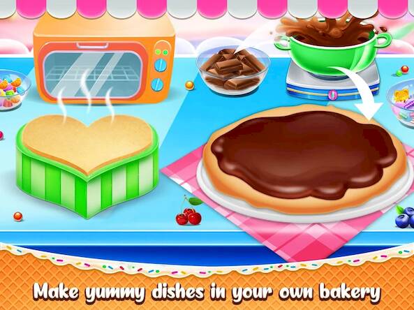 Скачать Сладкий пирог единорог пекарн (Взлом открыто все) версия 1.5.4 apk на Андроид