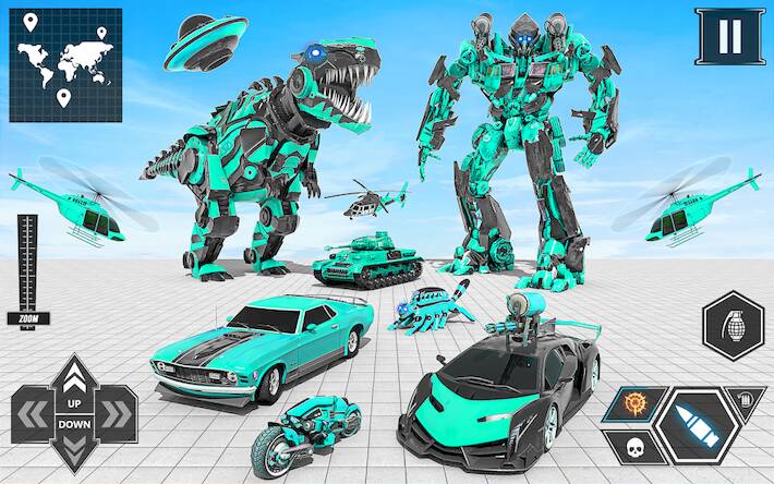 Скачать Dino Robot Car Transform 3DWar (Взлом открыто все) версия 1.7.4 apk на Андроид