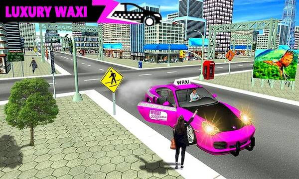 Скачать Pink Taxi Driving Game 3D (Взлом на монеты) версия 2.1.9 apk на Андроид