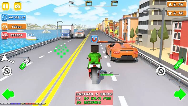 Скачать Blocky Bike Rider: Moto Racing (Взлом на монеты) версия 2.2.2 apk на Андроид